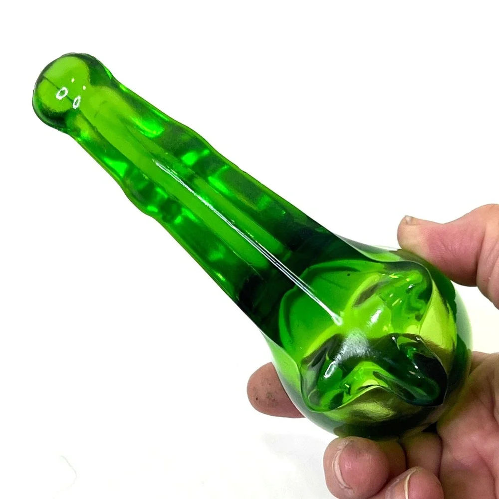 Emerald Green Glass Pipe-Shaped Candle Holder Toothpick Match Holder Ash Tray 6